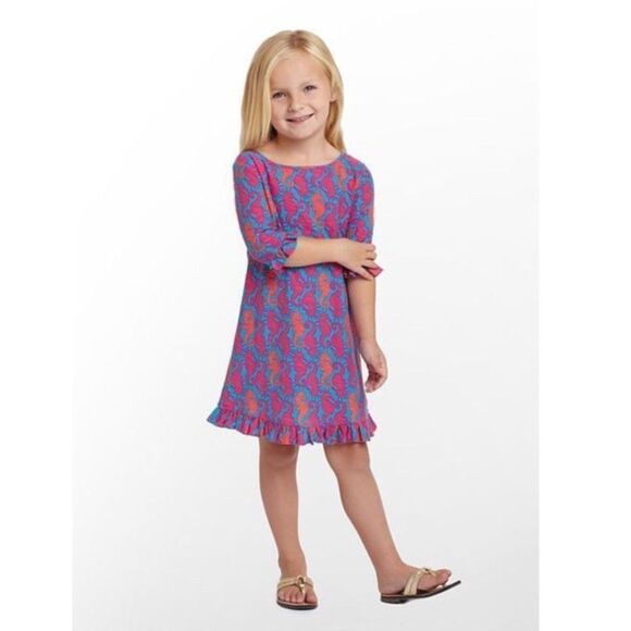 Lilly Pulitzer Little Somerset Dress Seahorse XL 12-14 Girls - Picture 1 of 4